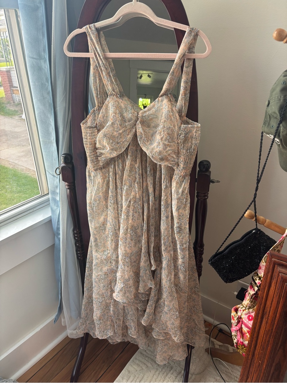 Victoria's Secret Peach Floral Ruffle Chemise